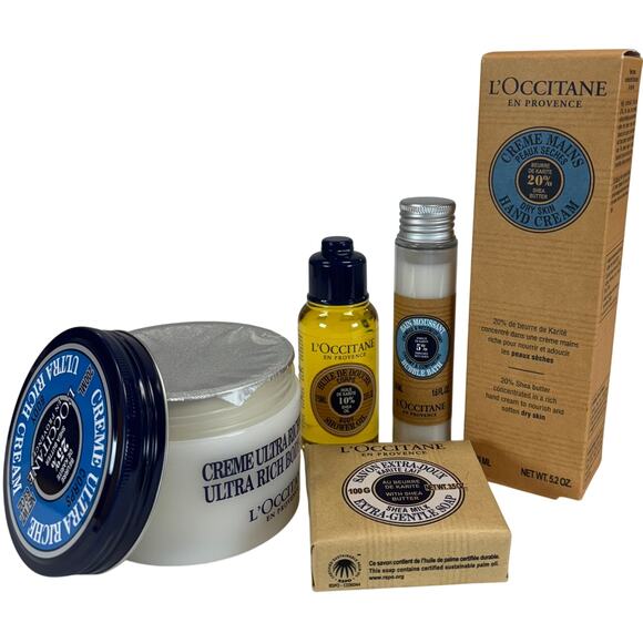 L’OCCITANE Shea Butter Gift Set Body Cream Oil Soap Hand Cream Boxed 5 Pc - Picture 3 of 6